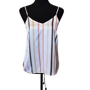 New ~ HALOGEN ~  Striped V neck Spaghetti Strap Top Size XS FALL layering
